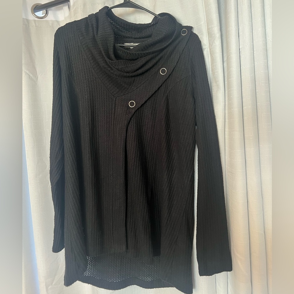 Maurices Black Cowl Neck Sweater with Button Accents